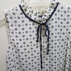 Alice Blue Tie Front Ruffle Neck Tank